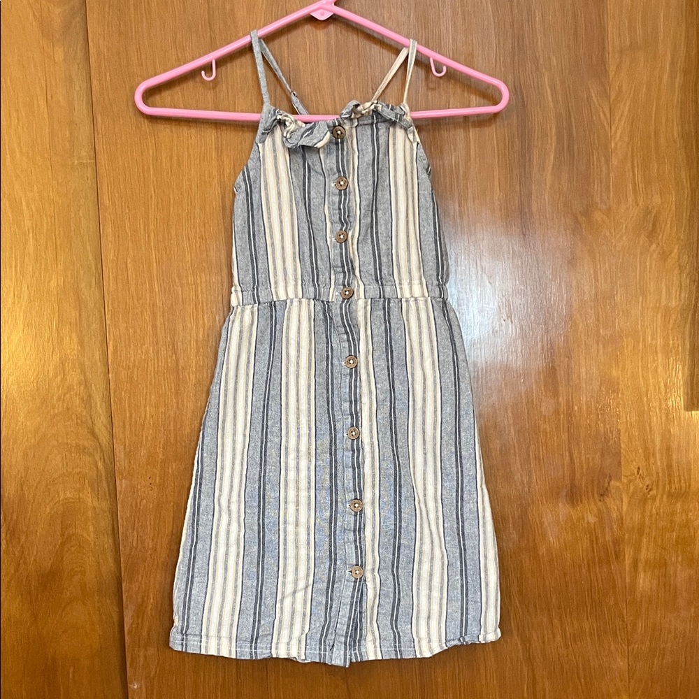Roxy Striped Blue and White Kids Dress